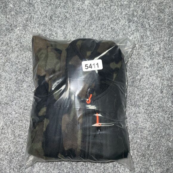 Sweater Mens  M Green Black Camo 1/4 Zip Pull Over Outdoors Sweatshirt Casual - Picture 10 of 10